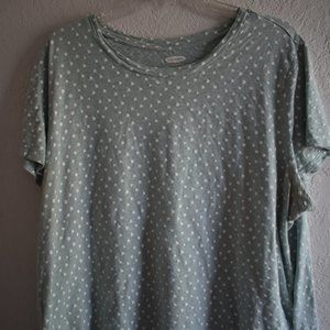 Old Navy Seafoam Blue Top White Polka Dots